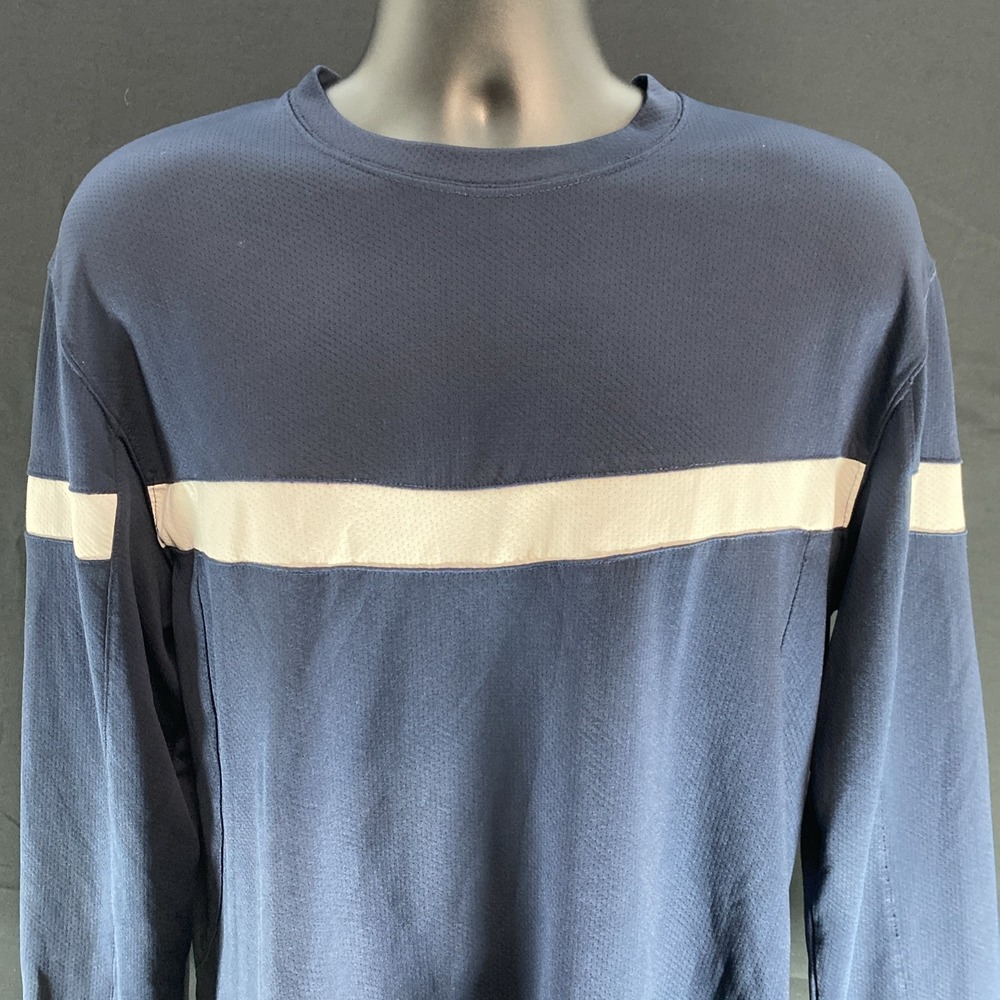 Eastbay Men's Medium Jersey Long Sleeve‎ Crew Neck Blue & White Embroidered Logo